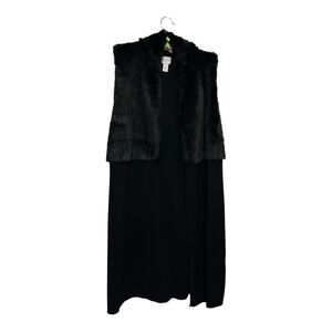 Chico's Black Faux Fur Collar Vest